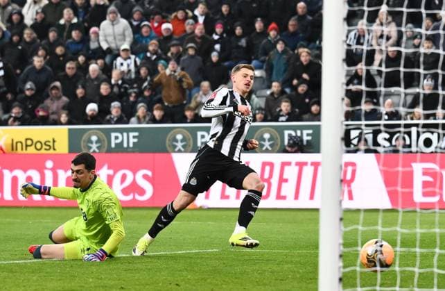 Harvey Barnes of Newcastle United scores their first goal Newcastle United v AFC Bournemouth, Emirates FA Cup, Third Round, Football, St James Park, Newcastle, UK - 10 Jan 2026Newcastle St James Park United Kingdom EDITORIAL USE ONLY No use with unauthorised audio, video, data, fixture lists, club league logos or live services. Online in-match use limited to 120 images, no video emulation. No use in betting, games or single club league player publications. Copyright: xRichardxLee Shutterstockx 16246259ap
