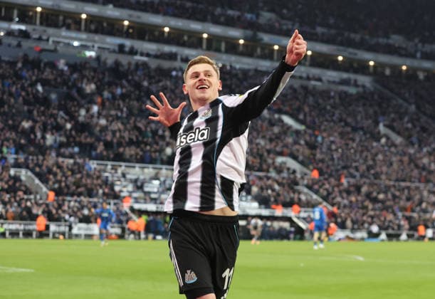 Newcastle Upon Tyne, England, 10th January 2026. Harvey Barnes of Newcastle United celebrates scoring the first goal during the Newcastle United vs AFC Bournemouth FA Cup match at St. James Park, Newcastle Upon Tyne. Picture credit should read: Nigel Roddis Sportimage EDITORIAL USE ONLY. No use with unauthorised audio, video, data, fixture lists, club league logos or live services. Online in-match use limited to 120 images, no video emulation. No use in betting, games or single club league player publications. SPI_035_NR_NEWC_BOUR SPI-4441-0036