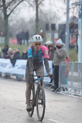 10.01.2026 Deutsche Meisterschaft Rad-Cross Bensheim Deutsche Radcross Meisterschaft 2026 im Ziel Vizemeister Platz 2 für Max Oertzen (Radsport Nagel) Bensheim Hessen Deutschland