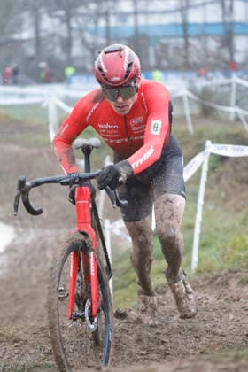10.01.2026 Deutsche Meisterschaft Rad-Cross Bensheim Deutsche Radcross Meisterschaft 2026 Start U23 Nr 3 Sieger Eike Behrens (Stevens Racing Team) Bensheim Hessen Deutschland