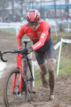 10.01.2026 Deutsche Meisterschaft Rad-Cross Bensheim Deutsche Radcross Meisterschaft 2026 Start U23 Nr 3 Sieger Eike Behrens (Stevens Racing Team) Bensheim Hessen Deutschland