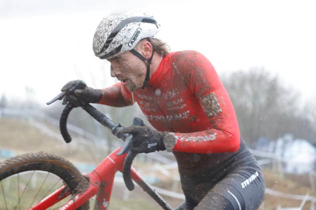 10.01.2026 Deutsche Meisterschaft Rad-Cross Bensheim Deutsche Radcross Meisterschaft 2026 U23 Kampf um Platzierung hier Platz drei für Silas Kuschla (Stevens Racing Team) Bensheim Hessen Deutschland