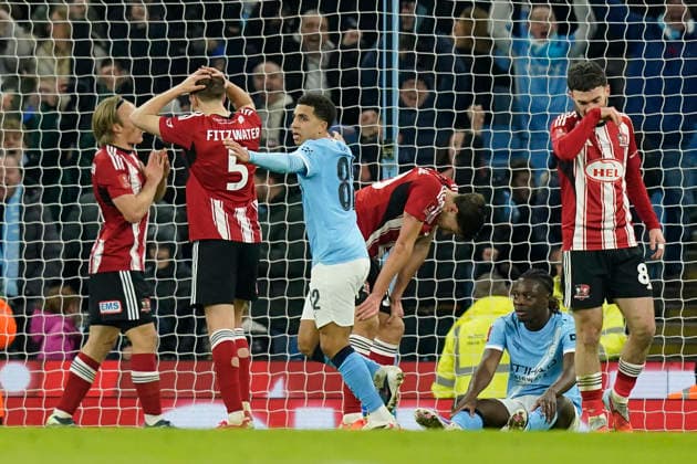 Manchester, England, 10th January 2026. Rico Lewis of Manchester City celebrates scoring their tenth goal during the Manchester City vs Exeter City FA Cup match at the Etihad Stadium, Manchester. Picture credit should read: Andrew Yates Sportimage EDITORIAL USE ONLY. No use with unauthorised audio, video, data, fixture lists, club league logos or live services. Online in-match use limited to 120 images, no video emulation. No use in betting, games or single club league player publications. SPI_059_AY_Man_City_Exeter SPI-4442-0057