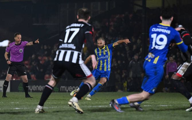 Luke Coulson of Weston-super-Mare scores the team s first goal from a free kick Grimsby Town v Weston Super Mare, Emirates FA Cup, Third Round, Football, Blundell Park, Grimsby, UK - 10 Jan 2026Grimsby Blundell Park United Kingdom EDITORIAL USE ONLY No use with unauthorised audio, video, data, fixture lists, club league logos or live services. Online in-match use limited to 120 images, no video emulation. No use in betting, games or single club league player publications. Copyright: xAnnaxGowthorpe Shutterstockx 16246310ag
