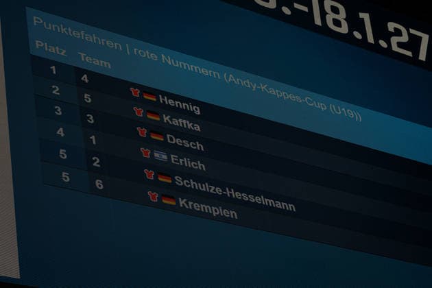 : Sixdays Bremen 2026 Name ( NAT ) Team Querformat - quer - horizontal - Landscape - Event Veranstaltung: Sixdays Bremen 2026 - Category Kategorie: Cycling - Track cycling, Rad, Radsport, Bahnrad, Bahn Sixdays - U19 Men Juniors - Location Ort: Europe Germany - Bremen - ÖVB Arena - Discipline: Andy Kappes Cup - Distance: ... m - Date Datum: 10.01.2026 Saturday Day 2 -