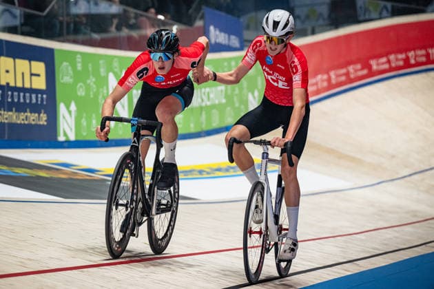 HILL Valentin, KREMPIEN Friederich: Sixdays Bremen 2026 Team 6 - HILL Valentin ( GER ) - KREMPIEN Friederich ( GER ) Querformat - quer - horizontal - Landscape - Event Veranstaltung: Sixdays Bremen 2026 - Category Kategorie: Cycling - Track cycling, Rad, Radsport, Bahnrad, Bahn Sixdays - U19 Men Juniors - Location Ort: Europe Germany - Bremen - ÖVB Arena - Discipline: Andy Kappes Cup - Madison - Distance: ... m - Date Datum: 10.01.2026 Saturday Day 2 -