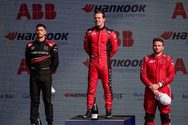 2025 FORMULA E MEXICO CITY ePRIX ROWLAND Oliver (gbr), Nissan Formula E Team, Nissan e-4ORCE 05, portrait, MORTARA Edoardo (swi), Mahindra Racing, Mahindra M12Electro, portrait and CASSIDY Nick (nzl), Citroën Racing Formula E Team, Citroën, portrait podium during the the Mexico City Paulo ePrix, 2nd round of the 2025-26 ABB FIA Formula E World Championship, WM, Weltmeisterschaft on the Autodromo Hermanos Rodriguez from January 8 to 10, 2025 in Mexico City, Mexico - Mexico CityMexico Copyright: xEricxAlonsox