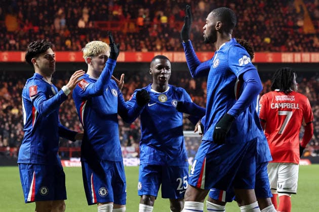 10th January 2026; The Valley, Charlton, London, England: FA Cup Football, Charlton versus Chelsea; Tosin Adarabioyo of Chelsea celebrates scoring his sides 2nd goal of the match in the 50th minute for 0-2 with his team  HenningxvonxJagow Content restricted for UK based newspaper