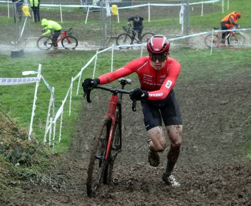 lsb - Radsport - Cyclo Cross - Deutsche Meisterschaften in Bensheim - 10. und 11.01.2026 - Saison 2025-2026 - Bensheim v. l. Eike Behrens Team Stevens Sieger U 23 Aktion, Einzelbild, -