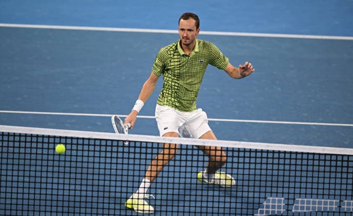 TENNIS BRISBANE INTERNATIONAL, Daniil Medvedev of Russia in action during the Mens Singles final against against Brandon Nakashima of USA at the Brisbane International tennis tournament at Pat Rafter Arena in Brisbane, Sunday, January 11, 2026. ( NO ARCHIVING, EDITORIAL USE ONLY BRISBANE QUEENSLAND AUSTRALIA  Copyright: xDAVExHUNTx 20260111154567361730