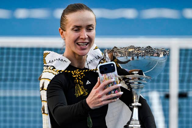 Elina Svitolina (UKR) records a vlog after winning the women s single final match of the ASB Classic Women™s WTA250 tennis tournament at Manuka Doctor Arena, Auckland, New Zealand on Sunday 11 January 2026. Photo credit: Alan Lee Auckland New Zealand Copyright: xAlanxLeex xx