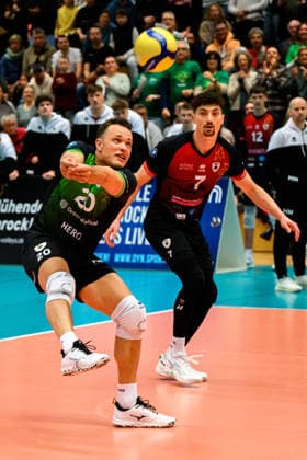 Ludwigsburg: 1. BLM - 25 26 - MTV Ludwigsburg - FT 1844 Freiburg Jeffrey Klok (Ludwigsburg), Tim Koepfli Köpfli (Ludwigsburg) Ludwigsburg Innenstadtsporthalle Baden-Württemberg Deutschland