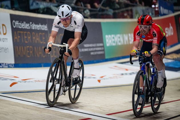 MALMBERG Matias: Sixdays Bremen 2026 Team 1 - HERMES SYSTEME - MALMBERG Matias ( DEN ) - Black - Querformat - quer - horizontal - Landscape - Event Veranstaltung: Sixdays Bremen 2026 - Category Kategorie: Cycling - Track cycling, Rad, Radsport, Bahnrad, Bahn Sixdays - Elite Men - Location Ort: Europe Germany - Bremen - ÖVB Arena - Discipline: Madison - Distance: ... m - Date Datum: 10.01.2026 Saturday Day 2 -