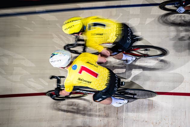 WINKLER Oskar, FYNBO Anders: Sixdays Bremen 2026 Team 7 - BO CONCEPT - WINKLER Oskar ( DEN ) - Black - FYNBO Anders ( DEN ) - Red Querformat - quer - horizontal - Landscape - Event Veranstaltung: Sixdays Bremen 2026 - Category Kategorie: Cycling - Track cycling, Rad, Radsport, Bahnrad, Bahn Sixdays - Elite Men - Location Ort: Europe Germany - Bremen - ÖVB Arena - Discipline: Madison - Distance: ... m - Date Datum: 10.01.2026 Saturday Day 2 -