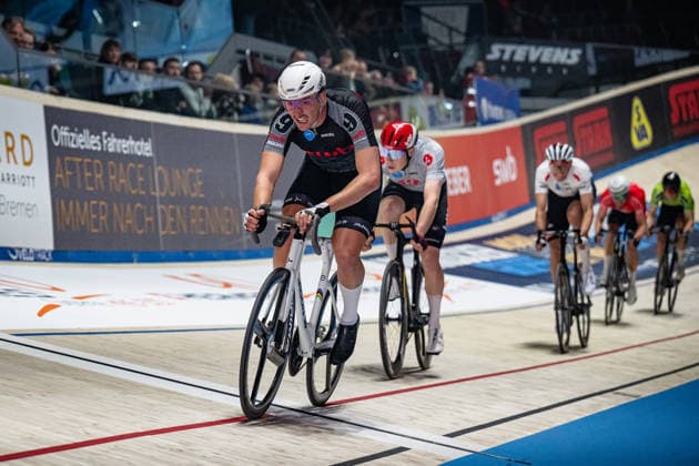 AUGENSTEIN Moritz: Sixdays Bremen 2026 Team 9 - SWB - AUGENSTEIN Moritz ( GER ) - Black Querformat - quer - horizontal - Landscape - Event Veranstaltung: Sixdays Bremen 2026 - Category Kategorie: Cycling - Track cycling, Rad, Radsport, Bahnrad, Bahn Sixdays - Elite Men - Location Ort: Europe Germany - Bremen - ÖVB Arena - Discipline: Madison - Distance: ... m - Date Datum: 10.01.2026 Saturday Day 2 -