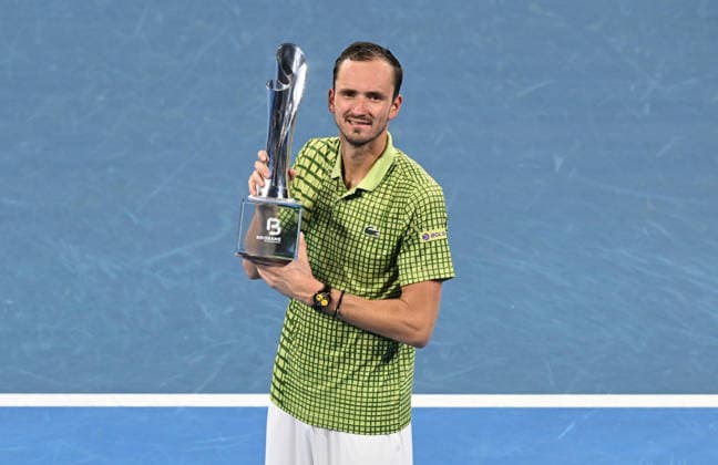 TENNIS BRISBANE INTERNATIONAL, Daniil Medvedev of Russia celebrates winning the Mens Singles final against Brandon Nakashima of USA at the Brisbane International tennis tournament at Pat Rafter Arena in Brisbane, Sunday, January 11, 2026. ( NO ARCHIVING, EDITORIAL USE ONLY BRISBANE QUEENSLAND AUSTRALIA  Copyright: xDAVExHUNTx 20260111119765636918