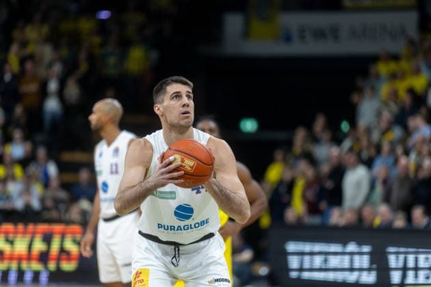 Oldenburg, Niedersachsen, DEU, 10.01.2026, Jure Planinic (Syntainics MBC). EWE Baskets Oldenburg vs. Syntainics MBC. Basketball. 1. Basketball-Bundesliga Saison 2025 2026, 15. Spieltag, Grosse EWE Arena. EWE Baskets Oldenburg vs. Syntainics MBC