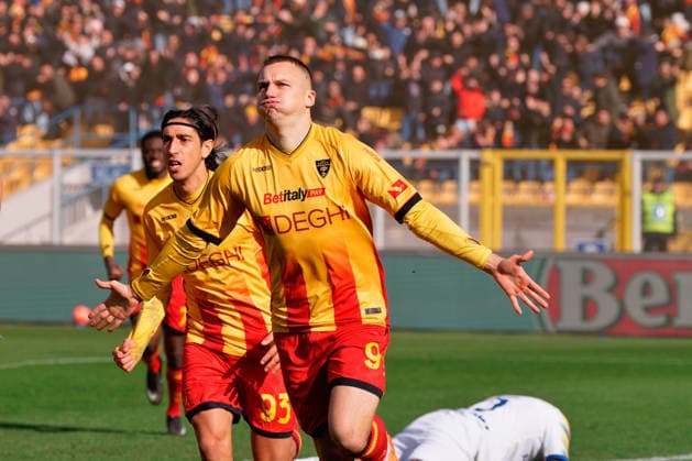 Nikola Stulic of US Lecce celebrates after scoring a goal during US Lecce vs Parma Calcio, Italian soccer Serie A match in Lecce, Italy, January 11 2026  Copyright: xEmmanuelexMastrodonato IPAxSportx xipa-agency.netx xx IPA_69927398 IPA_Agency_IPA69927398
