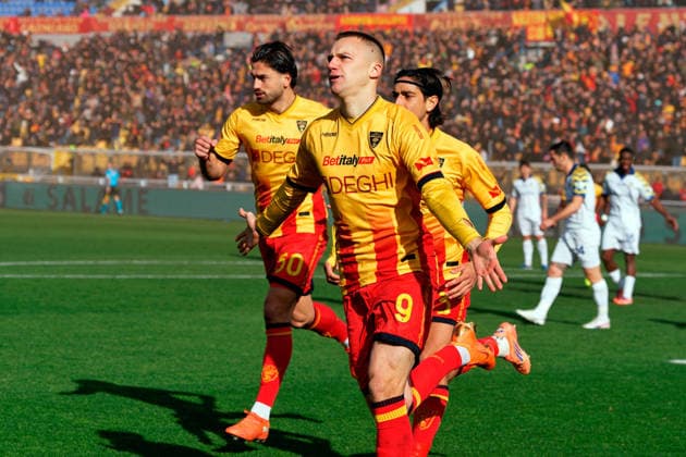 CALCIO - Serie A - US Lecce vs Parma Calcio Nikola Stulic of US Lecce celebrates after scoring a goal during US Lecce vs Parma Calcio, Italian soccer Serie A match in Lecce, Italy, January 11 2026 Lecce Italy  Copyright: xIPAxSport ABACAx