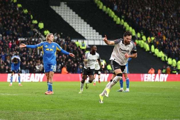 Ben Brereton Diaz of Derby County celebrates a goal 1-0. Derby County v Leeds United, Emirates FA Cup, Third Round, Football, Pride Park, Derby, UK - 11 Jan 2026Derby Pride Park United Kingdom EDITORIAL USE ONLY No use with unauthorised audio, video, data, fixture lists, club league logos or live services. Online in-match use limited to 120 images, no video emulation. No use in betting, games or single club league player publications. Copyright: xRyanxBrowne Shutterstockx 16246331ab