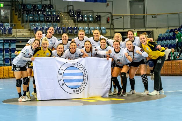 Handball Frauen EHF European League (EL) Women Gruppenphase Saison 2025 2026 VfL Oldenburg vs. HC Lokomotiva Zagreb 10.01.2026 Siegerfoto HC Lokomotiva Zagreb