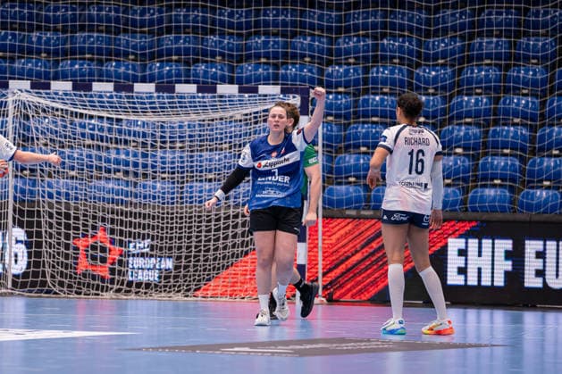 HSG Blomberg-Lippe (GER) vs. Chambray Touraine Handball (FRA), Handball, EHF European League Women, Gruppenphase, 11.1.2026, Saision 2025 2026, Lemgo Diana Magnusdottir (HSG Blomberg-Lippe, 07) jubelt nach einem Tor Lemgo Phoenix Contact Arena Deutschland