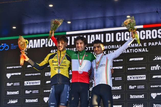 The podium elite man during Campionati Italiani Ciclocross, Cyclocross race in Brugherio, Italy, January 11 2026  Copyright: xDavidexVaninetti IPAxSportx xipa-agency.netx xx IPA_69937659 IPA_Agency_IPA69937659