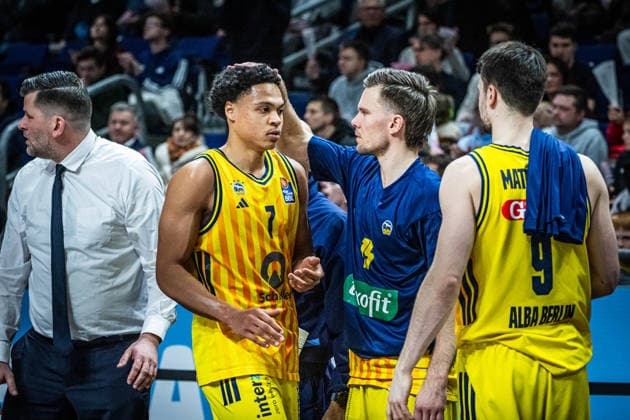 Basketball Berlin 11.01.2026 Saison 2025 2026 EasyCredit BBL 1. Bundesliga Männer, Herren Alba Berlin - MLP Academics Heidelberg Jack Kayil (Alba Berlin, No.07) Martin Hermannsson (Alba Berlin, No.15)