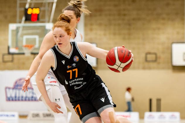 Lea Wolff (Talents BonnRhöndorf,No.77) in Aktion DEU, Leverkusen, 11.01.2026 Basketball, Damen 2.Bundesliga Nord, 14. Spieltag, Wings Leverkusen - Talents BonnRhöndorf