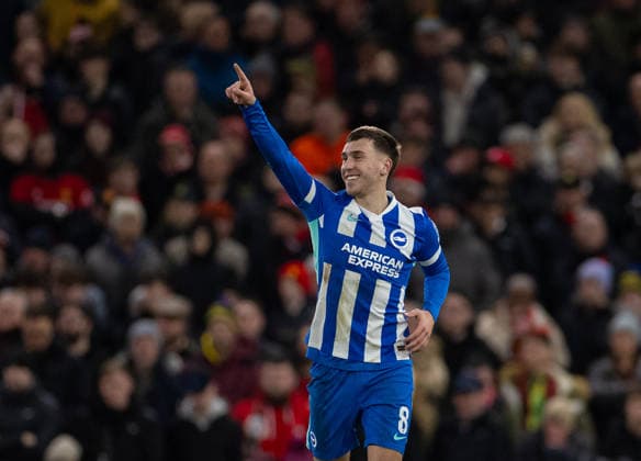 Football - FA Cup - 3rd Round - Manchester United, ManU FC v Brighton & Hove Albion FC MANCHESTER, ENGLAND - Sunday, January 11, 2026: Brighton & Hove Albion s Brajan Gruda celebrates after scoring the first goal during the FA Cup 3rd Round match between Manchester United FC and Brighton & Hove Albion FC at Old Trafford. (Photo by David Rawcliffe Propaganda) MANCHESTER Old Trafford GREATER MANCHESTER ENGLAND  Copyright: xPropagandaxPhotoxAgencyx P2026-01-11-Man_Utd_Brighton-16