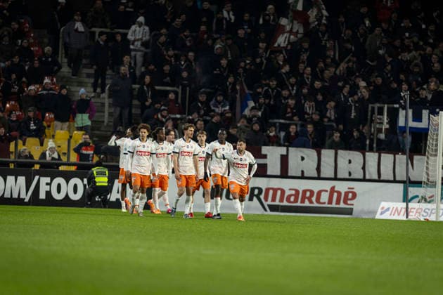 FOOTBALL: Coupe de France 16e de finale FC Metz vs Montpellier - 11 01 2026 Stade Saint-Symphorien. Metz Joie des joueurs de l equipe de Montpellier apres le but de Issoufou Yanis 8  Copyright: xelyxandroxcegarrax