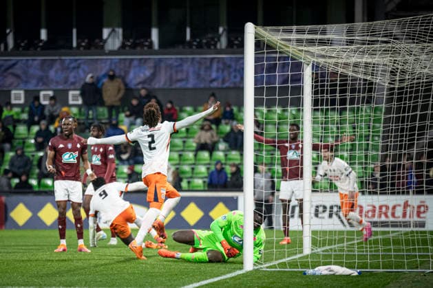 FOOTBALL: Coupe de France 16e de finale FC Metz vs Montpellier - 11 01 2026 Stade Saint-Symphorien. Metz Joie des joueurs de l equipe de Montpellier apres le but de Enzo Tchato 2  Copyright: xElyxandroxCEGARRAx