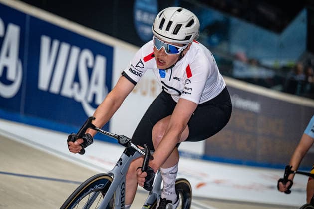 KASPER Romy: Sixdays Bremen 2026 Team 1 - KASPER Romy ( GER ) - Red Querformat - quer - horizontal - Landscape - Event Veranstaltung: Sixdays Bremen 2026 - Category Kategorie: Cycling - Track cycling, Rad, Radsport, Bahnrad, Bahn Sixdays - Elite Women - Location Ort: Europe Germany - Bremen - ÖVB Arena - Discipline: Points Race - Distance: ... m - Date Datum: 11.01.2026 Sunday Day 3 -