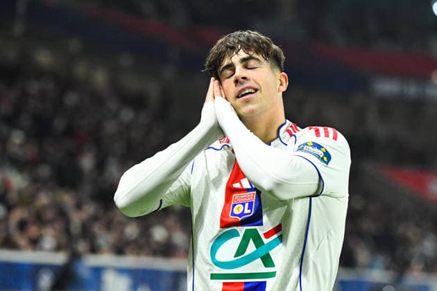 FOOTBALL : Lille OSC vs Olympique Lyonnais - Coupe de France - 16e de finale - 11 01 2026 Joie des joueurs de l™OL aprÃ s le but de Afonso Moreira (OL) Villeneuve d AscqFrance  Copyright: xBaptistexAutissierx