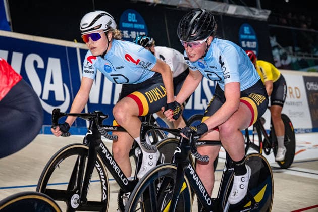 BARTONIKOVA Veronika, STRAKATA Vendula: Sixdays Bremen 2026 Team 2 - BARTONIKOVA Veronika ( CZE ) - Black - STRAKATA Vendula ( CZE ) - Red Querformat - quer - horizontal - Landscape - Event Veranstaltung: Sixdays Bremen 2026 - Category Kategorie: Cycling - Track cycling, Rad, Radsport, Bahnrad, Bahn Sixdays - Elite Women - Location Ort: Europe Germany - Bremen - ÖVB Arena - Discipline: Madison - Distance: ... m - Date Datum: 11.01.2026 Sunday Day 3 -