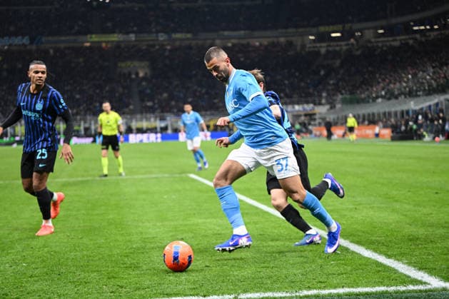 Leonardo Spinazzola of SSC Napoli during the Italian Serie A football match between Inter FC and SSC Napoli on January 11th, 2026 at Giuseppe Meazza San Siro Siro stadium in Milan, Italy. Photo Tiziano Ballabio  Copyright: xTizianoxBallabio IPAxSportx xipa-agency.netx xx IPA_69948889 IPA_Agency_IPA69948889