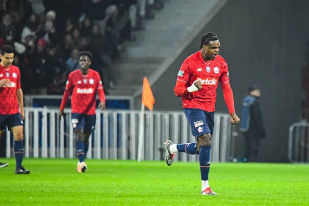 FOOTBALL : Lille OSC vs Olympique Lyonnais - Coupe de France - 16e de finale - 11 01 2026 Joie des joueurs du LOSC aprÃ s le but de Nanthan Ngoy (Lille OSC) Villeneuve d AscqFrance  Copyright: xBaptistexAutissierx