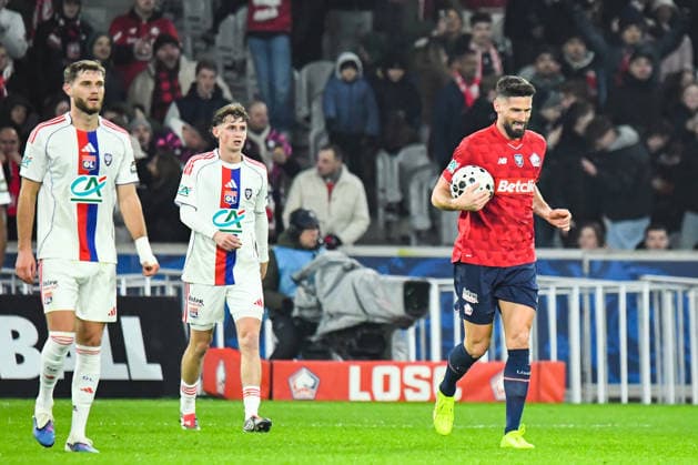 FOOTBALL : Lille OSC vs Olympique Lyonnais - Coupe de France - 16e de finale - 11 01 2026 Joie des joueurs du LOSC aprÃ s le but de Nanthan Ngoy (Lille OSC) Villeneuve d AscqFrance  Copyright: xBaptistexAutissierx