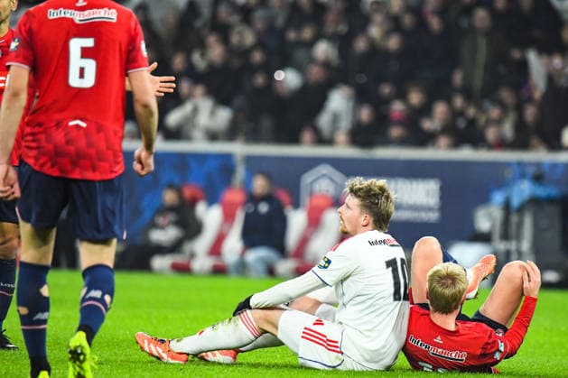 FOOTBALL : Lille OSC vs Olympique Lyonnais - Coupe de France - 16e de finale - 11 01 2026 Pavel Sulc (OL) Hakon Arnar Haraldsson (Lille OSC) Villeneuve d AscqFrance  Copyright: xBaptistexAutissierx
