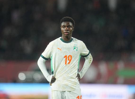 Christ Ravynel Inao Oulai (Ivory Coast) looks on during the Africa Cup Of Nations match between Ivory Coast and Egypt at Agadir Stadium on January 10, 2026 in Agadir, Morocco. (Photo by Thor Wegner DeFodi Images) - *** Christ Ravynel Inao Oulai Ivory Coast looks on during the Africa Cup Of Nations match between Ivory Coast and Egypt at Agadir Stadium on January 10, 2026 in Agadir, Morocco Photo by Thor Wegner DeFodi Images