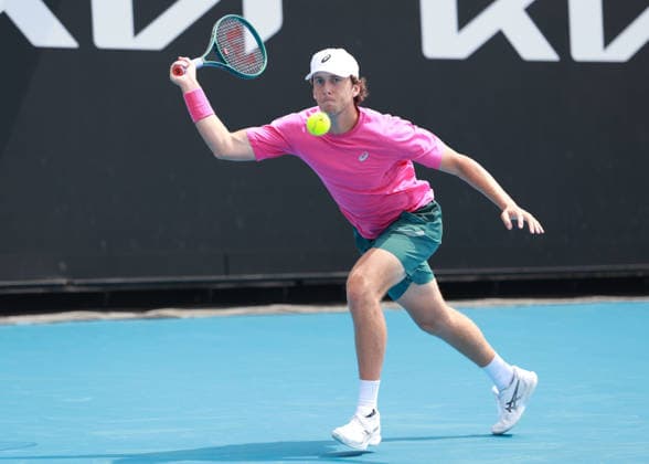 Brandon Holt (USA), Australian Open 2026 Qualifikation, Melbourne Park, Victoria, Australia., Copyright: xJuergenxHasenkopfx