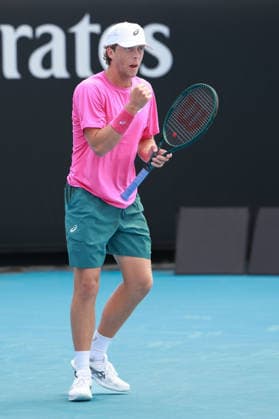 Brandon Holt (USA) macht die Faust und jubelt,Jubel, Freude,Emotion, Australian Open 2026 Qualifikation, Melbourne Park, Victoria, Australia., Copyright: xJuergenxHasenkopfx