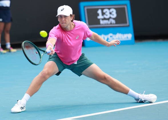 Brandon Holt (USA), Australian Open 2026 Qualifikation, Melbourne Park, Victoria, Australia. Copyright: xJuergenxHasenkopfx
