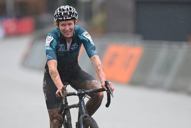 Belgian Kim Van De Steene crosses the finish line at the women s elite race of the Cyclocross Otegem cycling event, Monday 12 January 2026 in Otegem, the day after the Belgian national cyclocross championships. DAVIDxPINTENS  x155354670x