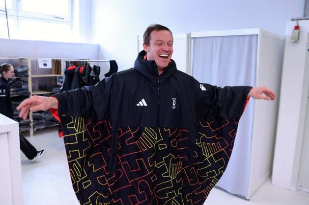 MUENCHEN, GERMANY- JANUARY 12: Laughing Loch Felix (luge) with opening kit at the Team Germany kit fitting for the Milano Cortina 2026 Olympic Games, Olympische Spiele, Olympia, OS on January 12, 2026 in Munich, Germany. Bavaria Germany Copyright: xPhotographer:xNilsxKoepkex