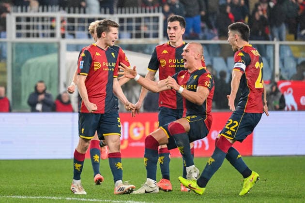 Genoa™s Morten Frendrup celebrates after scoring a goal for his team during the Serie A soccer match between Genoa and Cagliari at the Luigi Ferraris Stadium in Genoa, Italy - Monday, January 12, 2026. - Soccer .  Copyright: xTanoxPecoraro LaPressex