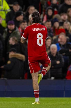 Football - FA Cup - 3rd Round - Liverpool FC v Barnsley FC LIVERPOOL, ENGLAND - Monday, January 12, 2026: Liverpool s Dominik Szoboszlai celebrates after scoring the first goal during the FA Cup 3rd Round match between Liverpool FC and Barnsley FC at Anfield. (Photo by David Rawcliffe Propaganda) LIVERPOOL Anfield MERSEYSIDE ENGLAND  Copyright: xPropagandaxPhotoxAgencyx P2026-01-12-Liverpool_Barnsley-40