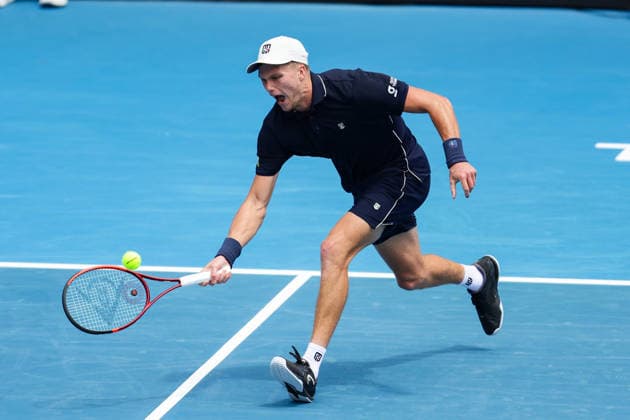 USA s Jenson Brooksby during Round 32 Singles Men™s ASB Classic Tennis Tournament at Manuka Doctor Arena, Auckland, New Zealand on Monday 12 January 2026. Photo: Joshua Devenie z Copyright: xx