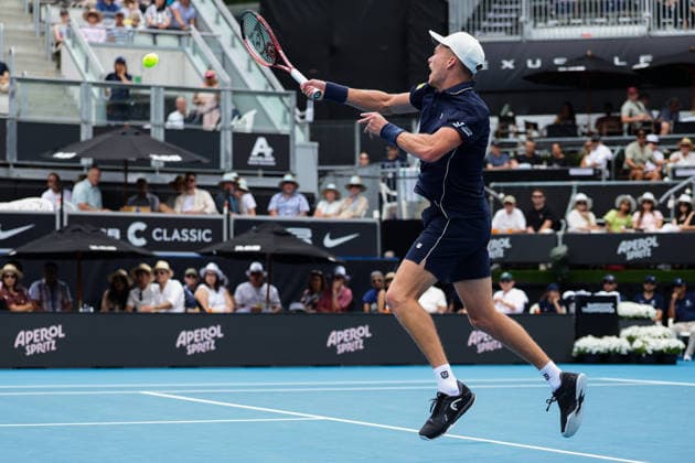 USA™s Jenson Brooksby during Round 32 Singles Men™s ASB Classic Tennis Tournament at Manuka Doctor Arena, Auckland, New Zealand on Monday 12 January 2026. Photo: Joshua Devenie z Copyright: xx