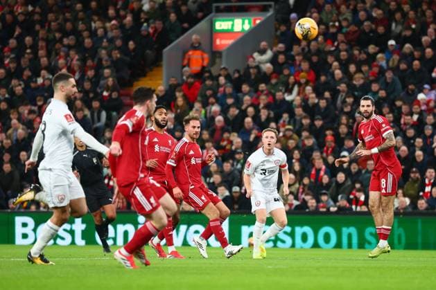Davis Keillor-Dunn of Barnsley shoots wide Liverpool v Barnsley, Emirates FA Cup, Third Round, Football, Anfield, Liverpool, UK - 12 Jan 2026Liverpool Anfield United Kingdom EDITORIAL USE ONLY No use with unauthorised audio, video, data, fixture lists, club league logos or live services. Online in-match use limited to 120 images, no video emulation. No use in betting, games or single club league player publications. Copyright: xPaulxCurrie Shutterstockx 16246339ak